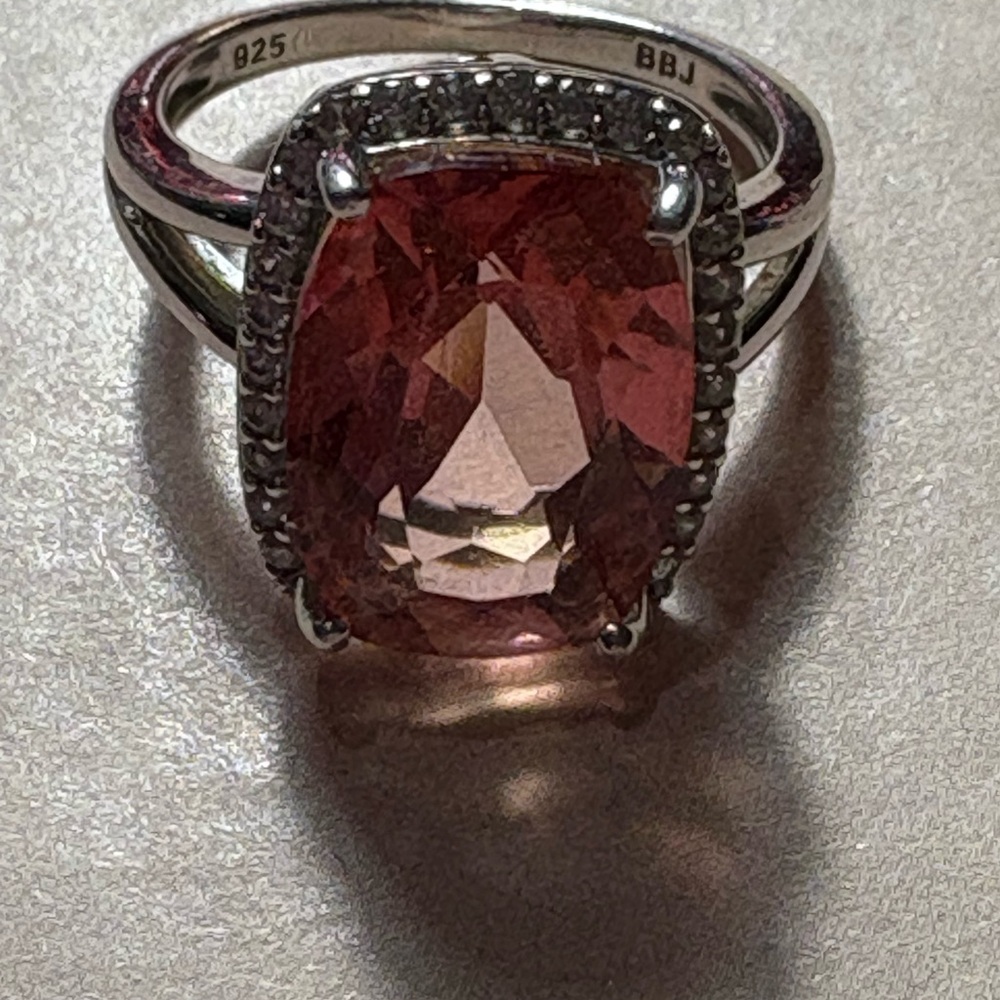 Stunning Pink Halo Ring with Faceted Gemstone